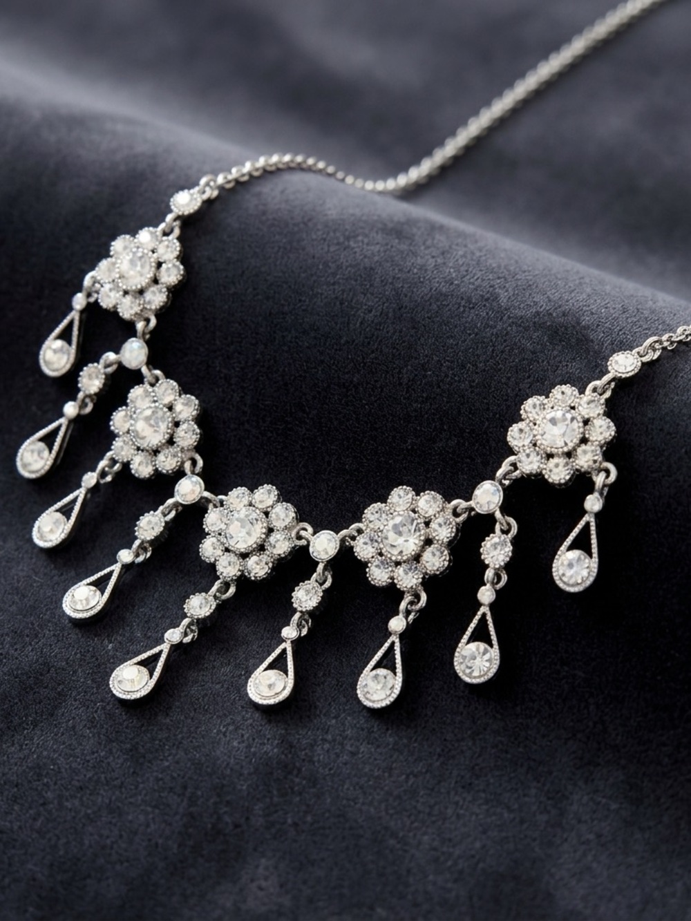 VCLM Via Collection London Crystal Chandelier Set - Necklace & Earrings Y2K